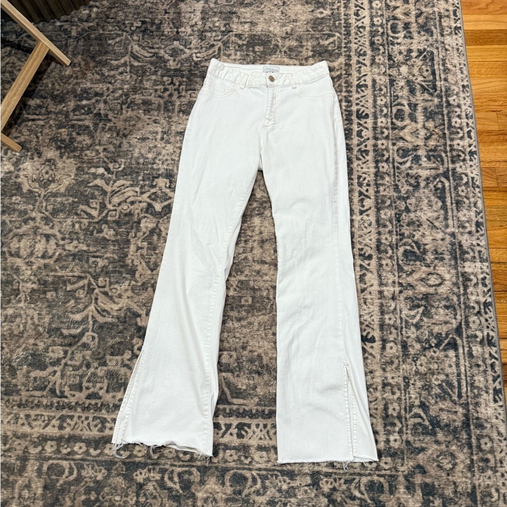 Lola Jeans High-Rise Flare Jeans in White size 28